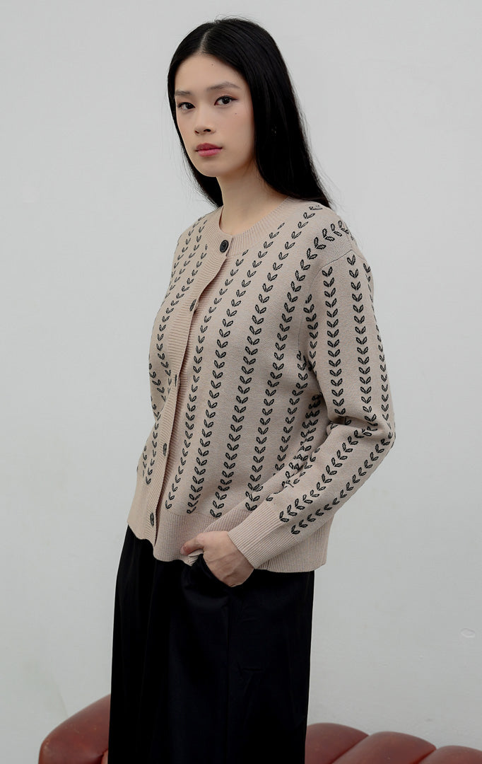 Ambrose Cardigan Khaki detail view